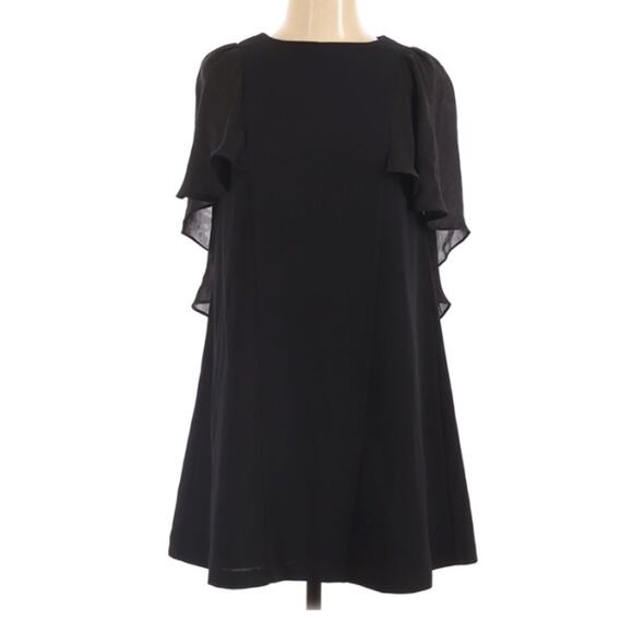 Topshop Dresses & Skirts - Topshop Black Ruffled Sleeve Mini Dress Womens 2 Sheer Formal Party A line